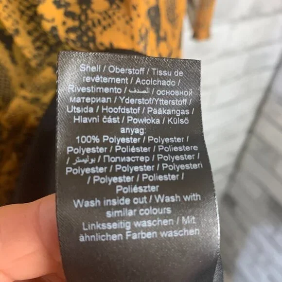 Ichi Day Dress Snakeskin Print Flowy Sheer Chiffon V-Neck Long Sleeve - Picture 12 of 12